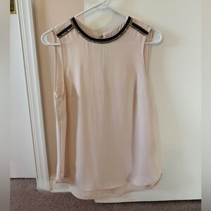 H&M Cream Sleeveless Top with Black and Metal Accents